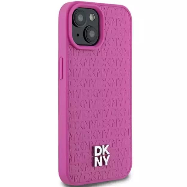 DKNY Leather Pattern Metal Logo MagSafe case for iPhone 15 / 14 / 13 - pink 10