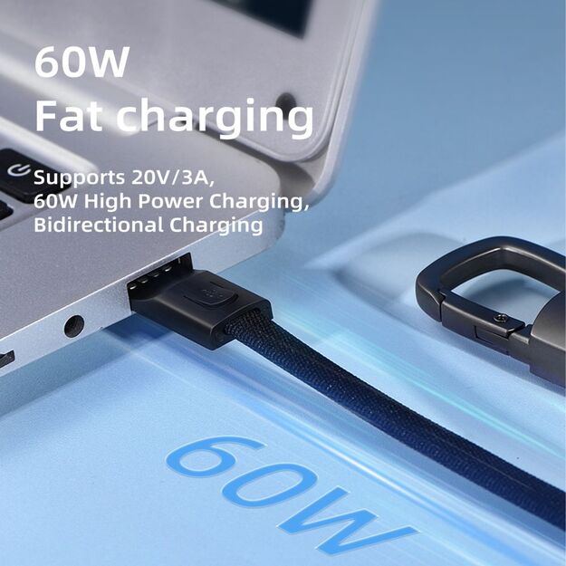Tech-Protect Ultraboost DNA Cable with Keychain USB-C PD 60W / 3A - Gray 4