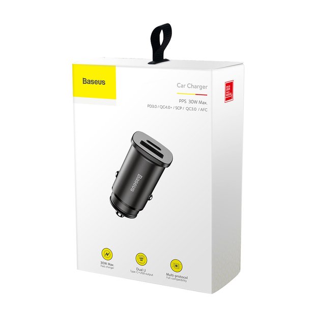 Baseus Square PPS smart car charger with USB Quick Charge 4.0 QC 4.0 and USB-C PD 3.0 SCP ports black (CCALL-AS01) 4