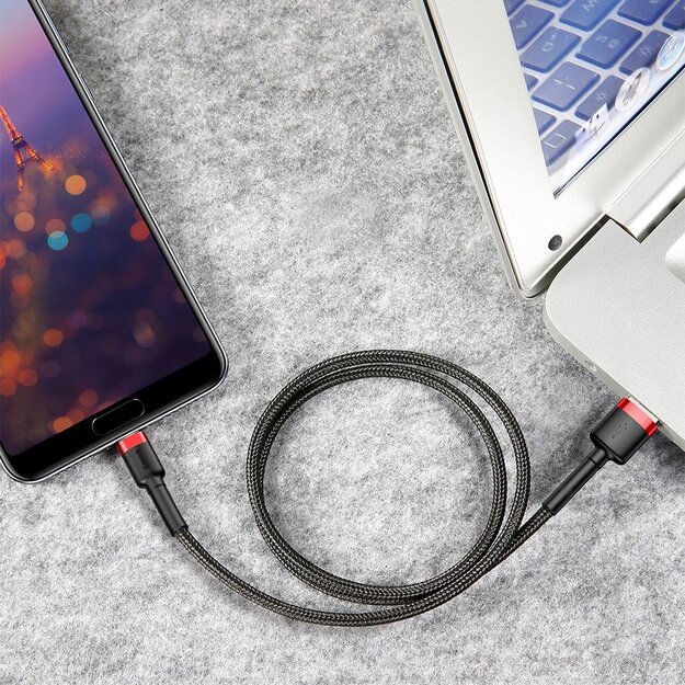 Baseus Cafule Cable durable nylon cable USB / USB-C QC3.0 2A 3M black-red (CATKLF-U91) 11