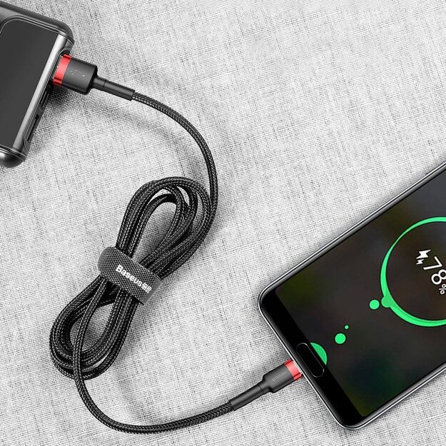 Baseus Cafule Cable durable nylon cable USB / USB-C QC3.0 2A 3M black-red (CATKLF-U91) 10