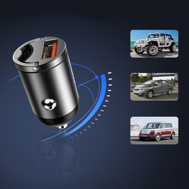 Baseus Tiny Star mini smart USB car charger 30W Quick Charge 3.0 gray (VCHX-A0G) 18