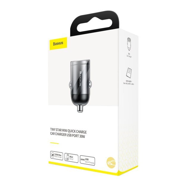 Baseus Tiny Star mini smart USB car charger 30W Quick Charge 3.0 gray (VCHX-A0G) 1