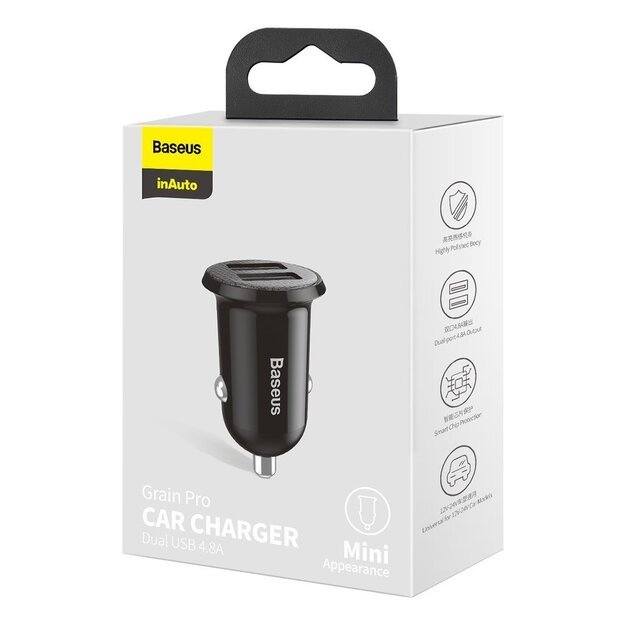 Baseus Grain Pro car charger 2x USB 4.8 A black (CCALLP-01) 6