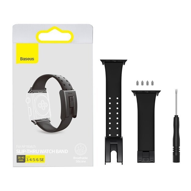 Baseus Slip-Thru strap band bracelet for Apple Watch 3/4/5/6/SE 38mm/40mm black (LBWSE-01) 18