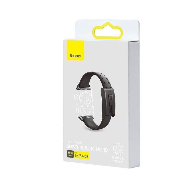 Baseus Slip-Thru strap band bracelet for Apple Watch 3/4/5/6/SE 38mm/40mm black (LBWSE-01) 4