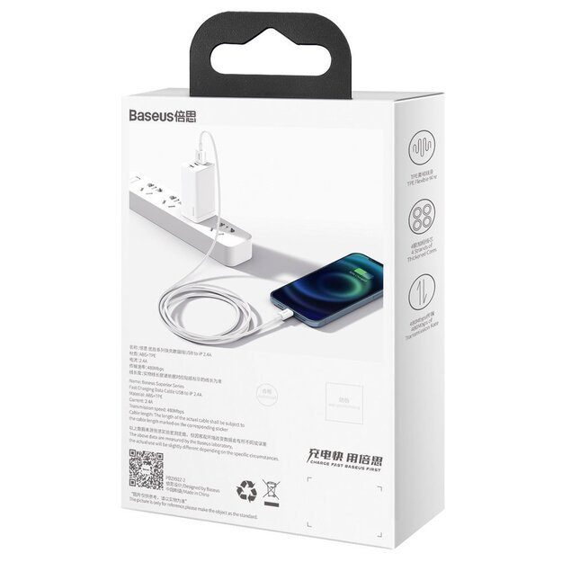Baseus Superior USB - Lightning cable 2.4A 1 m White (CALYS-A02) 7