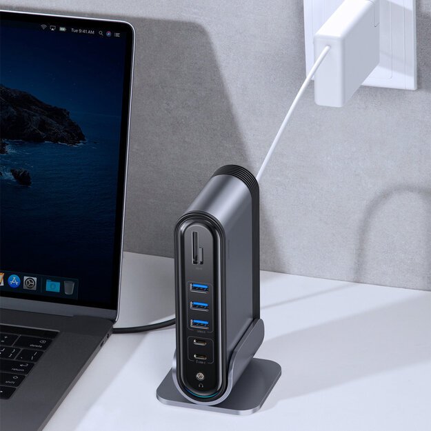 HUB Baseus CAHUB-DG0G 3x USB 3.2 Gen 1 / 2x USB-A / 2x USB-C / SD card reader, micro SD / AUX / 3x HDMI / RJ45 PD 100W (EU / CN / UK plugs) - gray 20
