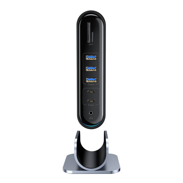 HUB Baseus CAHUB-DG0G 3x USB 3.2 Gen 1 / 2x USB-A / 2x USB-C / SD card reader, micro SD / AUX / 3x HDMI / RJ45 PD 100W (EU / CN / UK plugs) - gray 10