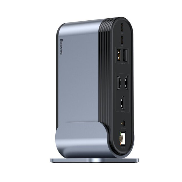 HUB Baseus CAHUB-DG0G 3x USB 3.2 Gen 1 / 2x USB-A / 2x USB-C / SD card reader, micro SD / AUX / 3x HDMI / RJ45 PD 100W (EU / CN / UK plugs) - gray 5