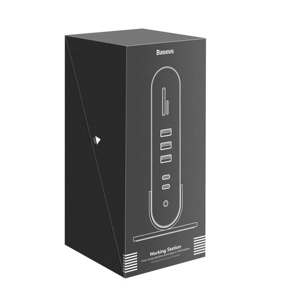 HUB Baseus CAHUB-DG0G 3x USB 3.2 Gen 1 / 2x USB-A / 2x USB-C / SD card reader, micro SD / AUX / 3x HDMI / RJ45 PD 100W (EU / CN / UK plugs) - gray 8