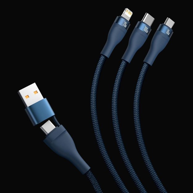 Baseus Flash Series II cable USB Type C / USB Type A - USB Type C / Lightning / micro USB 100 W 1.2 m blue (CASS030103) 7