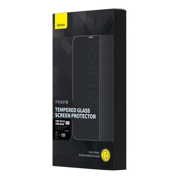 Baseus Set of 2x Tempered Glass for iPhone 14 Pro Max Full Screen with Speaker Cover 0.3mm + Mounting Frame 4