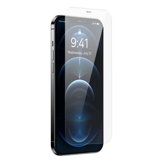 Baseus Full Screen Tempered Glass for iPhone 12 Pro Max with Speaker Cover 0.4mm + Mounting Kit 2