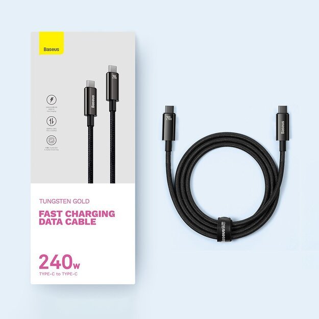Cable USB C - USB C 480Mb/s 240W 3m Baseus Tungsten Gold CAWJ040101 - black 5
