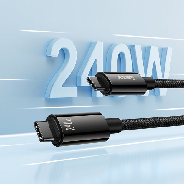 Cable USB C - USB C 480Mb/s 240W 3m Baseus Tungsten Gold CAWJ040101 - black 10