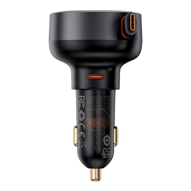 Baseus Enjoyment Pro USB-C (female) / USB-C (male) 60W car charger - black 10