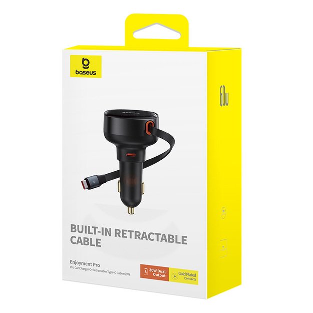 Baseus Enjoyment Pro USB-C (female) / USB-C (male) 60W car charger - black 4