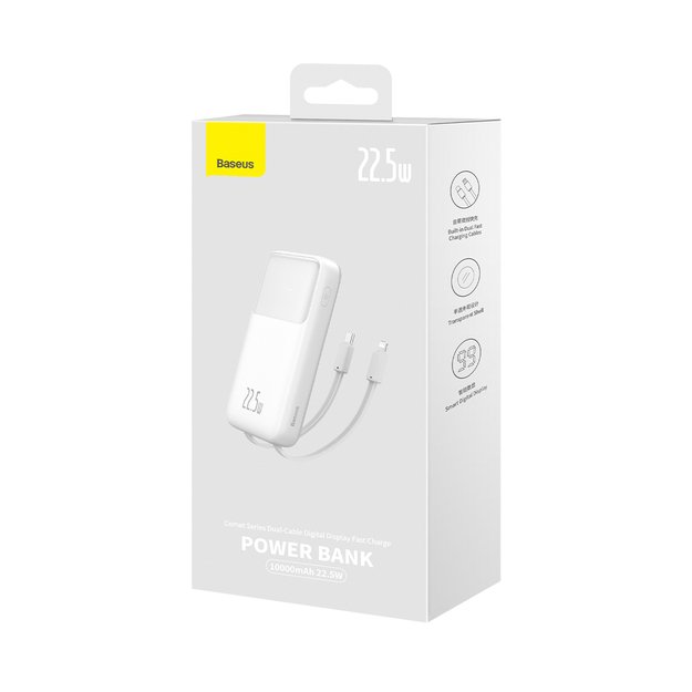 Baseus Comet Series powerbank with display 10000mAh 22.5W - white + USB-A - USB-C cable 10