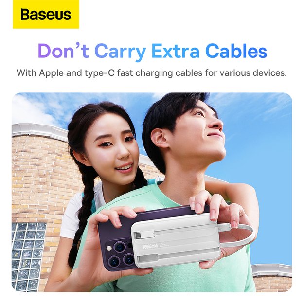 Baseus Comet Series powerbank with display 10000mAh 22.5W - white + USB-A - USB-C cable 13
