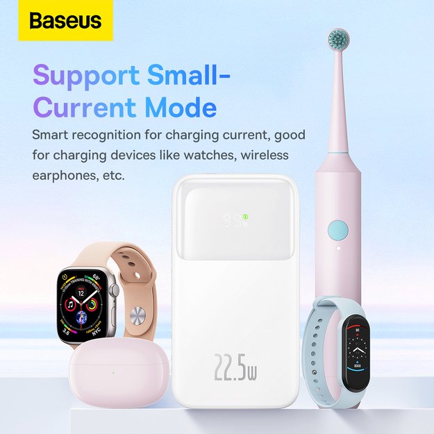 Baseus Comet Series powerbank with display 10000mAh 22.5W - white + USB-A - USB-C cable 16