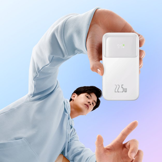 Baseus Comet Series powerbank with display 10000mAh 22.5W - white + USB-A - USB-C cable 7