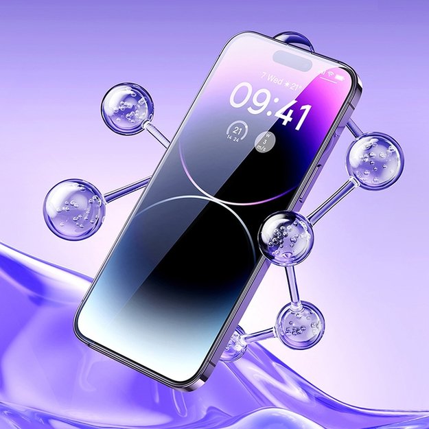 Baseus Full Screen Tempered Glass for iPhone 14 Pro Max with Speaker Cover 0.3mm + Mounting Frame 16