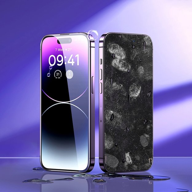 Baseus Full Screen Tempered Glass for iPhone 14 Pro Max with Speaker Cover 0.3mm + Mounting Frame 19