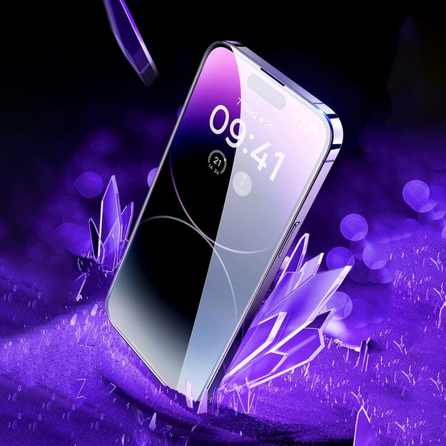 Baseus Full Screen Tempered Glass for iPhone 14 Pro Max with Speaker Cover 0.3mm + Mounting Frame 11