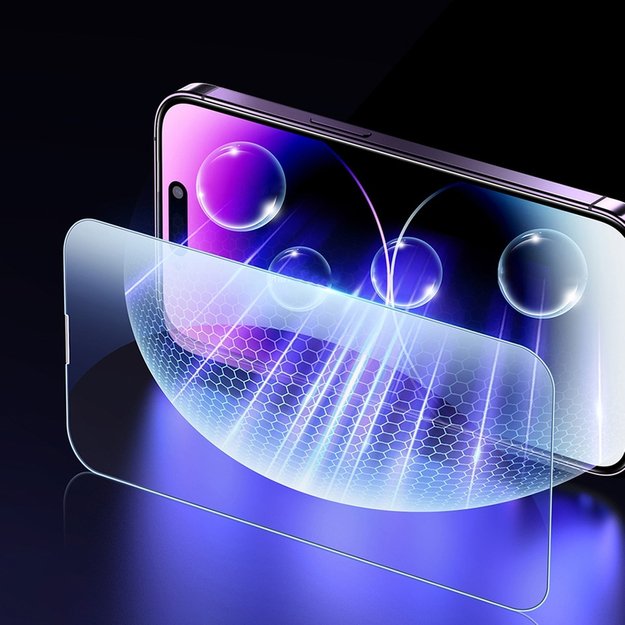 Baseus Full Screen Tempered Glass for iPhone 14 Pro Max with Speaker Cover 0.3mm + Mounting Frame 14