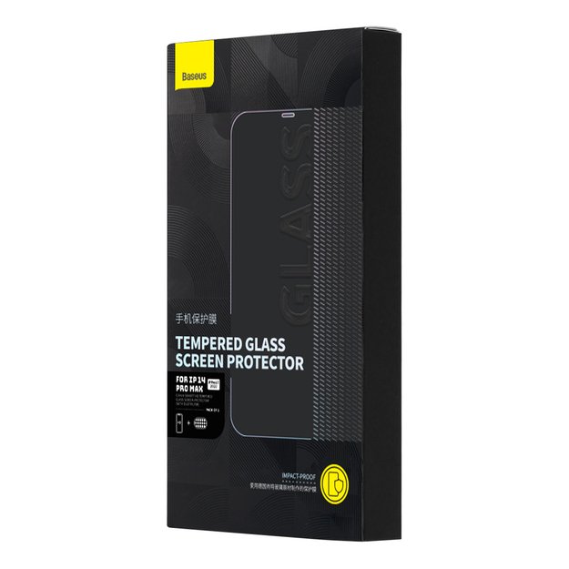 Baseus Full Screen Tempered Glass for iPhone 14 Pro Max with Speaker Cover 0.3mm + Mounting Frame 4