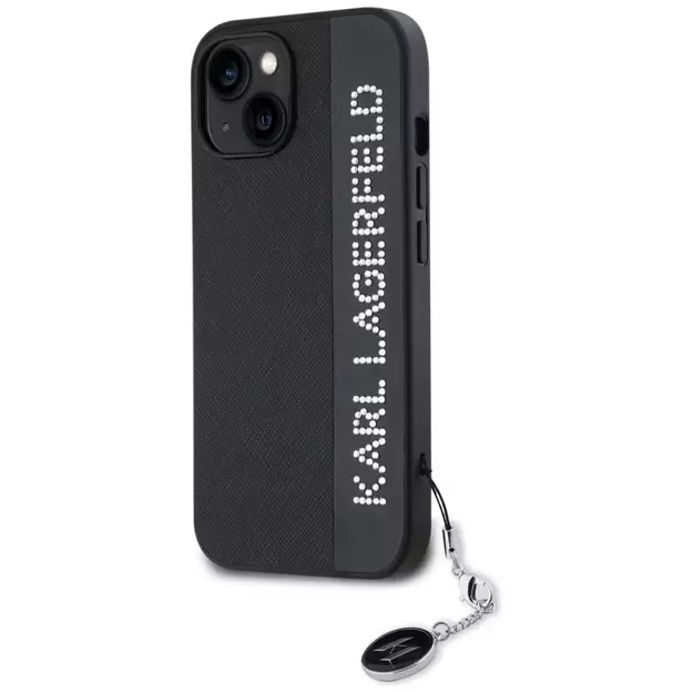 Karl Lagerfeld Saffiano Rhinestones &amp  Charm case for iPhone 15 / 14 / 13 - black 8