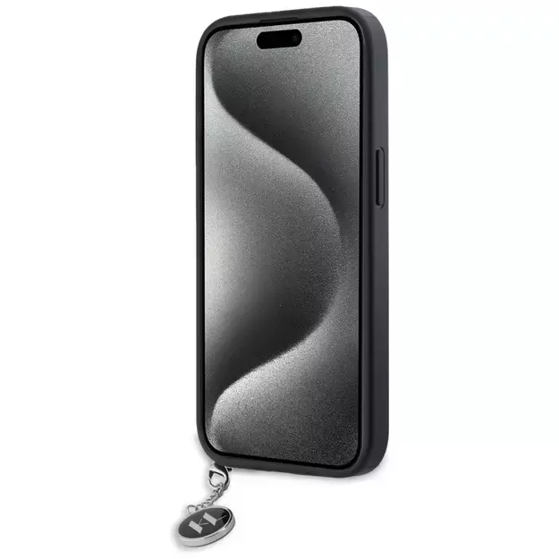 Karl Lagerfeld Saffiano Rhinestones &amp  Charm case for iPhone 15 / 14 / 13 - black 11