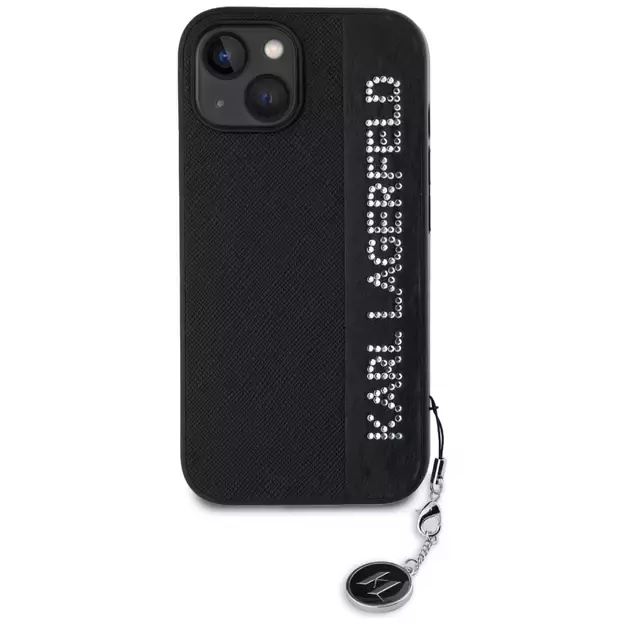 Karl Lagerfeld Saffiano Rhinestones &amp  Charm case for iPhone 15 / 14 / 13 - black 9