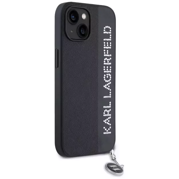 Karl Lagerfeld Saffiano Rhinestones &amp  Charm case for iPhone 15 / 14 / 13 - black 10