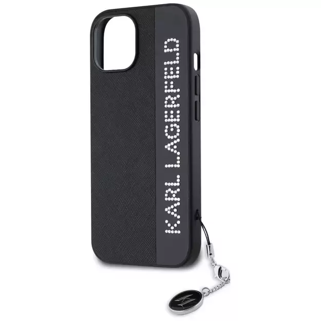 Karl Lagerfeld Saffiano Rhinestones &amp  Charm case for iPhone 15 / 14 / 13 - black 12