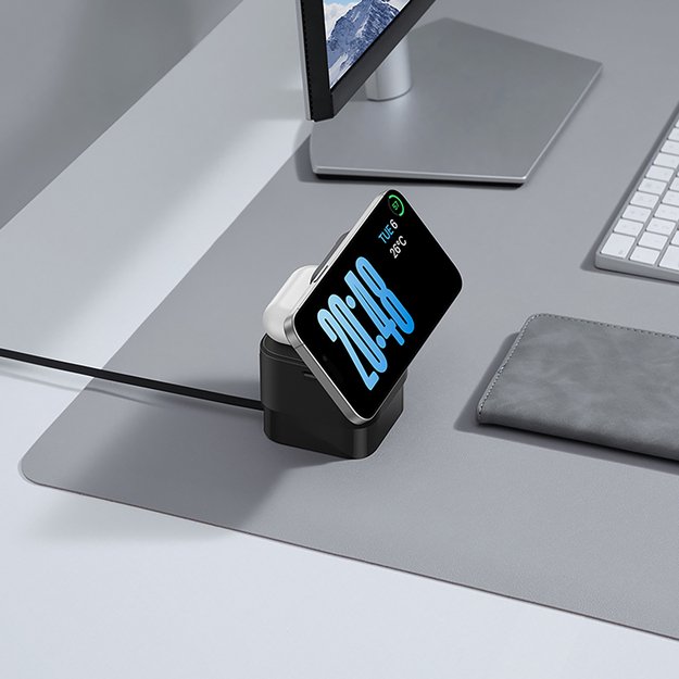Baseus MagPro 3in1 25W MagSafe Compatible Inductive Charger for Phone and Smartwatch - Black 10