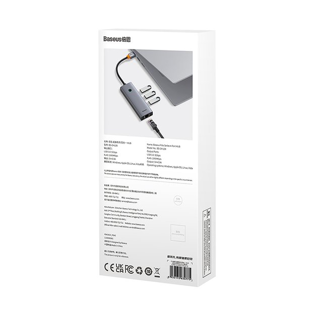 Baseus UltraJoy 4in1 USB-A Hub 3 x USB-A 3.0 + RJ45 - Gray 7