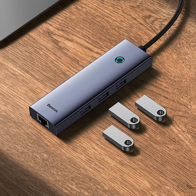 Baseus UltraJoy 4in1 USB-A Hub 3 x USB-A 3.0 + RJ45 - Gray 8