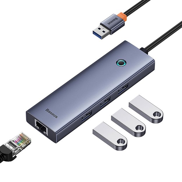 Baseus UltraJoy 4in1 USB-A Hub 3 x USB-A 3.0 + RJ45 - Gray 5