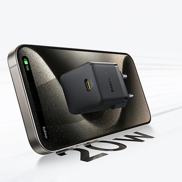 Baseus Palm 1C 20W Wall Charger (with Baseus Mini White USB-C 60W (20V/3A) 1m Cable) - Black 9