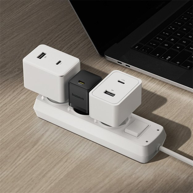 Baseus Palm 1C 20W Wall Charger (with Baseus Mini White USB-C 60W (20V/3A) 1m Cable) - Black 5