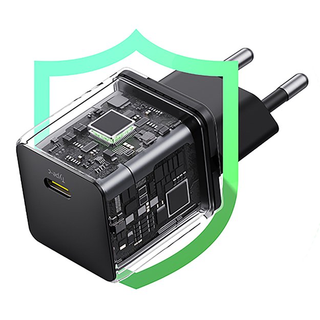 Baseus Palm 1C 20W Wall Charger (with Baseus Mini White USB-C 60W (20V/3A) 1m Cable) - Black 11
