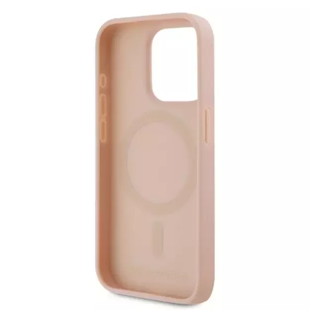 Karl Lagerfeld Leather Monogram Metal Logo case for iPhone 15 Pro - pink 13