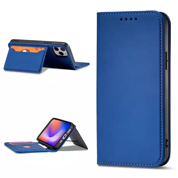 Magnet Card Case for iPhone 12 Pro cover card wallet card stand blue 3