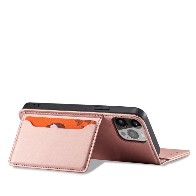 Magnet Card Case for iPhone 13 Pro Pouch Card Wallet Card Holder Pink 2