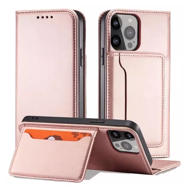 Magnet Card Case for iPhone 13 Pro Pouch Card Wallet Card Holder Pink 16