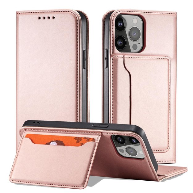 Magnet Card Case for iPhone 13 Pro Pouch Card Wallet Card Holder Pink 4