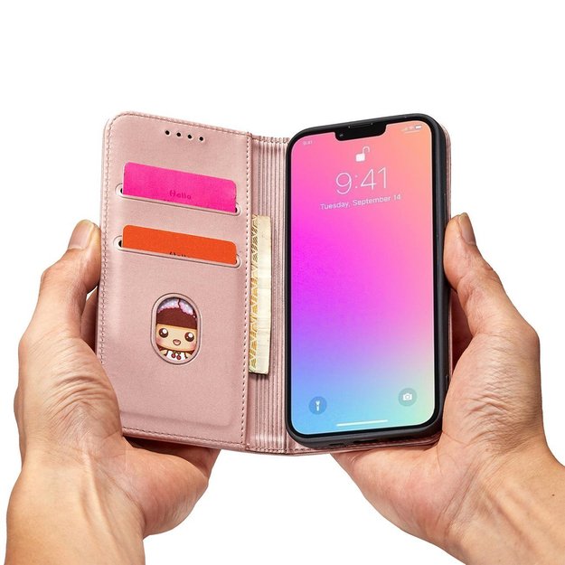 Magnet Card Case for iPhone 13 Pro Pouch Card Wallet Card Holder Pink 7