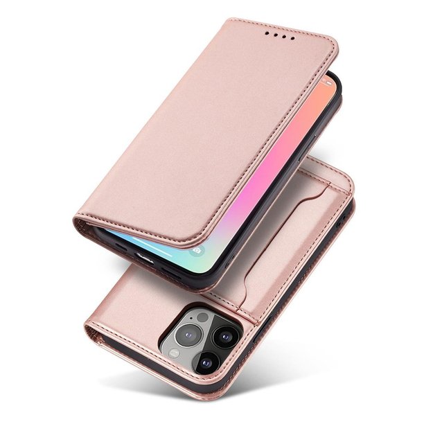 Magnet Card Case for iPhone 13 Pro Pouch Card Wallet Card Holder Pink 1